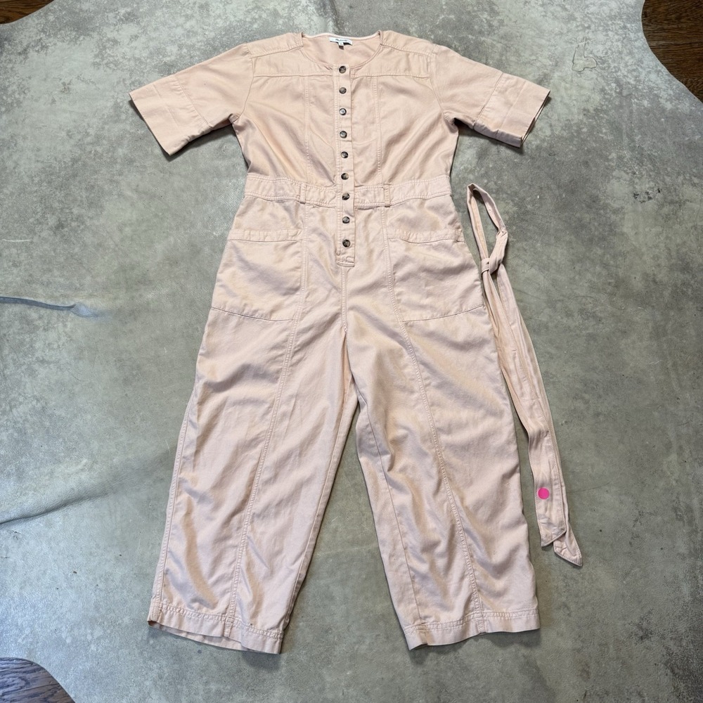 Madewell Jumpsuit Womens Size 8‎ Peach Top-Stitched Coverall Short Sleeve
